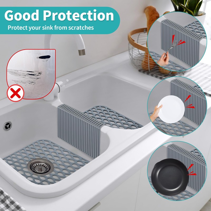 Dunkive 3 Pack Sink Mat and Sink Saddle Set, Sink