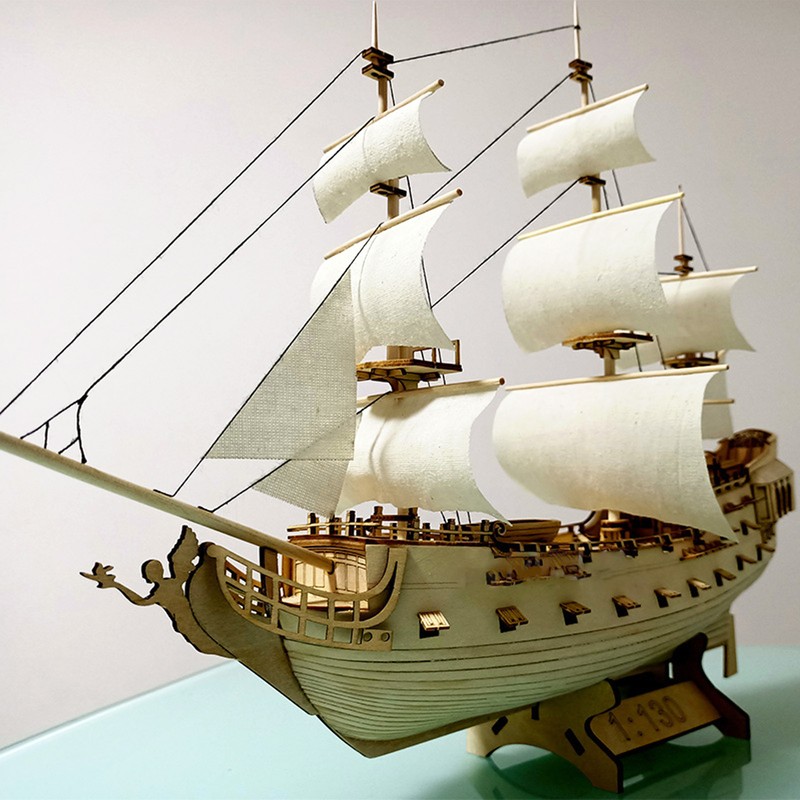 1: 130 Wooden Model Sailboat Kit for Adults Improve Hands