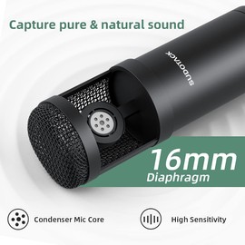 SUDOTACK USB Condenser Podcast Microphone for PC: Studio Microphone Kit with 192KHz/24bit Professional Sound Chipset Cardioid for Recording, Streaming, Gaming, Voice-Over, YouTube, Twitch (ST-800)