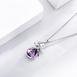 Birthstone Mushroom Necklace 925 Sterling Silver Mushroom Pendant Mother's Day Mothers Day Christmas Mother's Day Jewellery for Women Mum Mom February