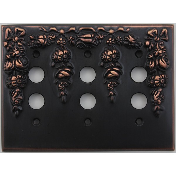 Classic Accents Decorative Oil Rubbed Bronze Three Gang Push Button Light Switch Wall Plate