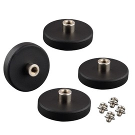 ULIBERMAGNET 4Pack Anti-Scratch Neodymium Magnet with Rubber Coated and M4 Female Thread,Super Strong Magnetic Mounting for Lighting,Camera,Tools and equipement