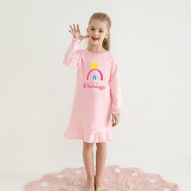 DHASIUE Little Girls Cotton Nightgrown Toddler Autumn Pyjamas Kids Long Sleeve Pyjamas Dresses 3-10 Years, rainbow