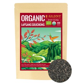 GLDNT Organic Lapsang Souchong Tea, Chinese Smoked Organic Black Tea Loose Leaf, Smoky Taste, Caffeinated, 7oz/200g