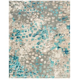 Safavieh Madison Collection MAD425E Boho Abstract Distressed Area Rug, 8' x 10', Grey / Blue