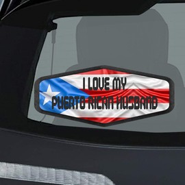 Makoroni I Love My Puerto Rican Husband Puerto Rican Flag, CAR Magnet-Magnetic Bumper Sticker 3.5x8 or 4.5x10 inc., DesO5