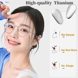 Screw-in Metal Glasses Nose Pad 2Pairs, Anti-Slip Titanium Glasses Nose Pieces, Replacement Nose Pieces Pads for Glasses Sunglasses with Screws and 3-in-1 Screwdriver(L,Rose Gold)