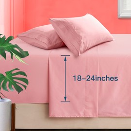 Manyshofu Extra Deep Pocket King Size Sheets - Hotel Luxury 1800 Thread Count Sheets & Pillowcases - Microfiber Bedding Set up to 24" Mattress - Blush Pink Bed Sheets 18-24 Inch Deep Pockets - 4 Piece