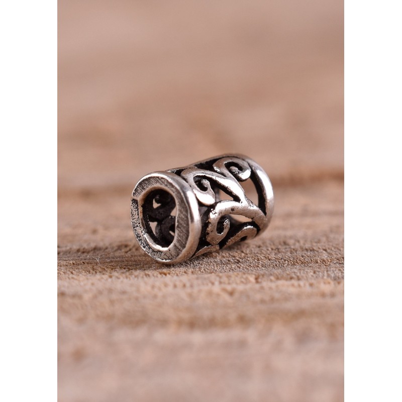 Battle-Merchant Celtic Hair and Beard Bead in Silver Spiral Pattern