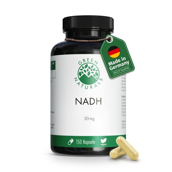 NADH 50 mg - 150 Capsules Made in Germany - 100% Vegan - Green Naturals