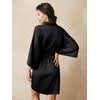 AW BRIDAL Women's Black Silk Robe, Short Satin Kimono Robe