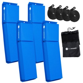 Five Oceans Contour Flat Boat Fender, Boat Fenders, Boat Bumpers for Docking, 4-Pack - 24-Inch, Blue, with 3/8-Inch x 5-Foot Fender Line and Convenient Storage Bag, Waterproof PVC Fabric - FO4680