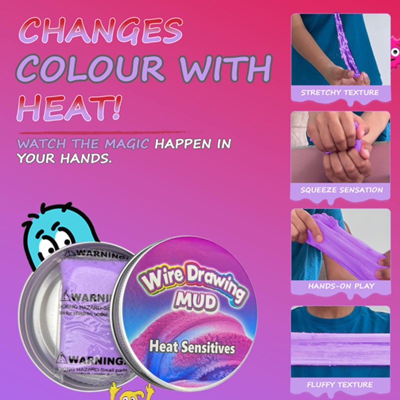 Heat Sensitive Mud - 2 x Squeezable Exciting Putties Non-Toxic