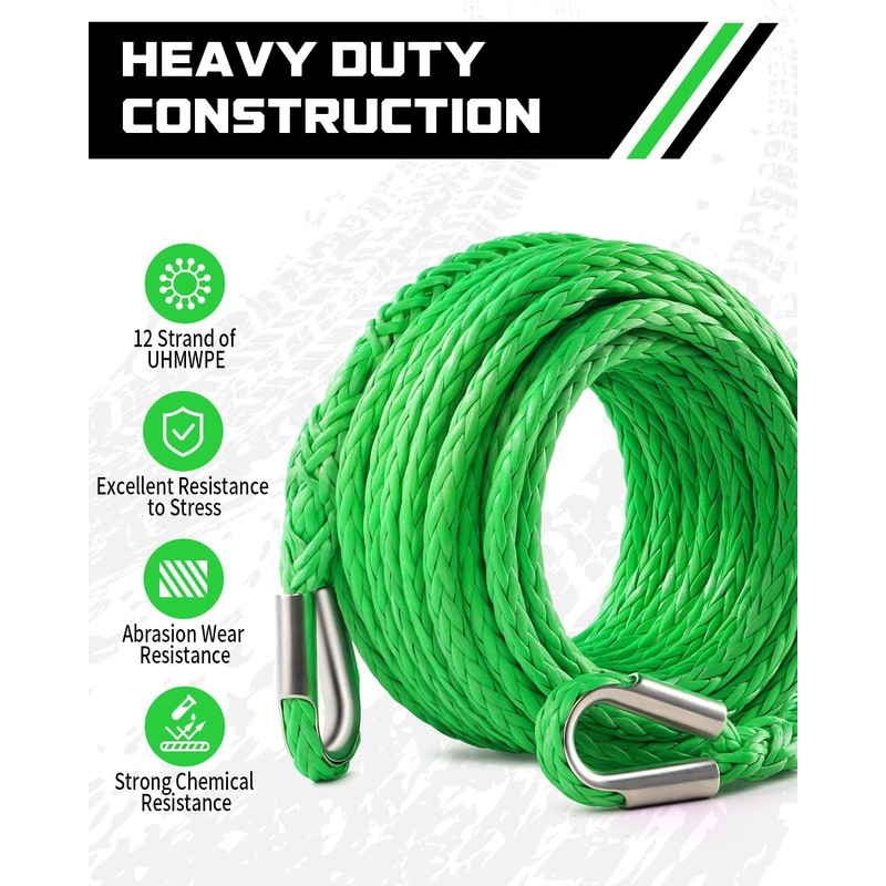 DAYDOOR Winch Rope Extension, 3/8'' x 50ft Synthetic Winch Extension