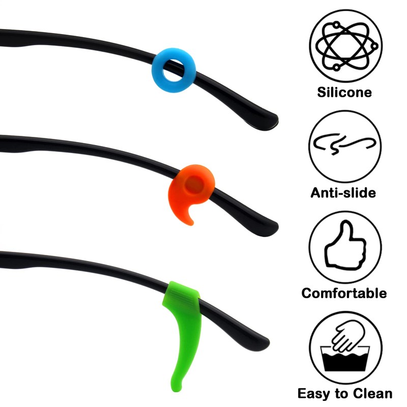Benvo 12 Pairs Eyeglasses Retainers Silicone Glasses Temple Holders Anti-slip