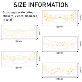 JSTHHTT 10 PCS Glitter Freckles Tattoo, Face Glitter Makeup Patches, Sparkle Freckles Patches, Gold Glow Up Face Speckles, Temporary Freckles Face Stickers for Women Girls Party Makeup Accessories