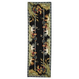 Safavieh Chelsea Collection HK56B Hand-Hooked French Country Wool Runner, 2'6" x 6' , Black