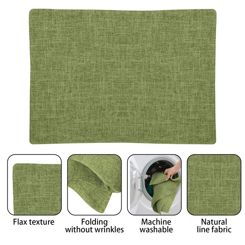 Qwrqwr Sage Green Rectangular Placemats for Table 4Pcs Linen Table