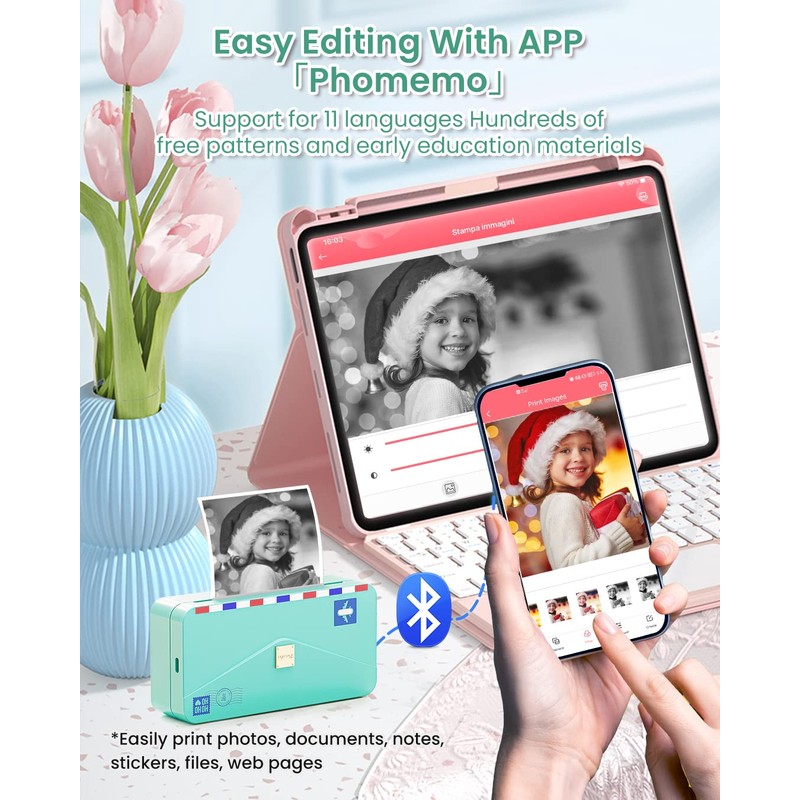 Phomemo M04AS Thermal Note Printer - 4" Portable Inkless Printer,