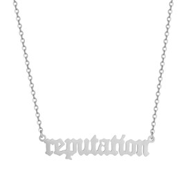 HSWYFCJY Silver Reputation Necklace for Women,TS Outfit Jewelry Accessories for Eras Tour,TS Inspired Necklace for Music Lover,Singer Fans Gifts Album Song Title Necklace