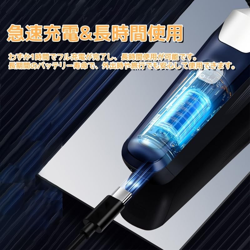 電動シェーバー【2025新登場】男性用シェーバー USB充電式 3刀頭 360°フレックスヘッド高速回転モーター 低騒音 LED電池残量表示 最大90分連続運転 防水 乾湿両用 父の日/彼氏プレゼント/誕生日プレゼント（ダークブルー）