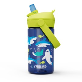 CAMELBAK Thrive Flip Straw Kids Water Bottle Tritan Renew Easy Carry with Straw, Sharks and Rays, 400ml
