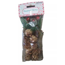 Unbranded Ornament fill Kit  Bag of 16 pieces.  Pinecones, berries, pine branch  NEW