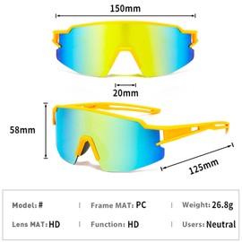 BECILES Sunglasses Cycling Glasses Men Women Sports Glasses Cycling Glasses Protective Glasses Sunglasses Anti-UV for Outdoor Activities such as Cycling Running Climbing Driving Fishing Golf Ski