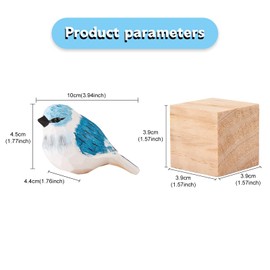 WEWAYSMILE Wooden Carved Bird Figurine, Hand Carved Painted Wooden Statues, Small Wooden Carved Bird, Cute Animal Ornament Craft for Home Office Desktop Decoration(Blue Tit)