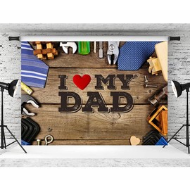 LTLYH 8x6ft Happy Father's Day Photography Backdrop Decorations I Love Dad Father's Day Party Decor Photoshoot Backdrop Father's Day Photo Banner Background 268