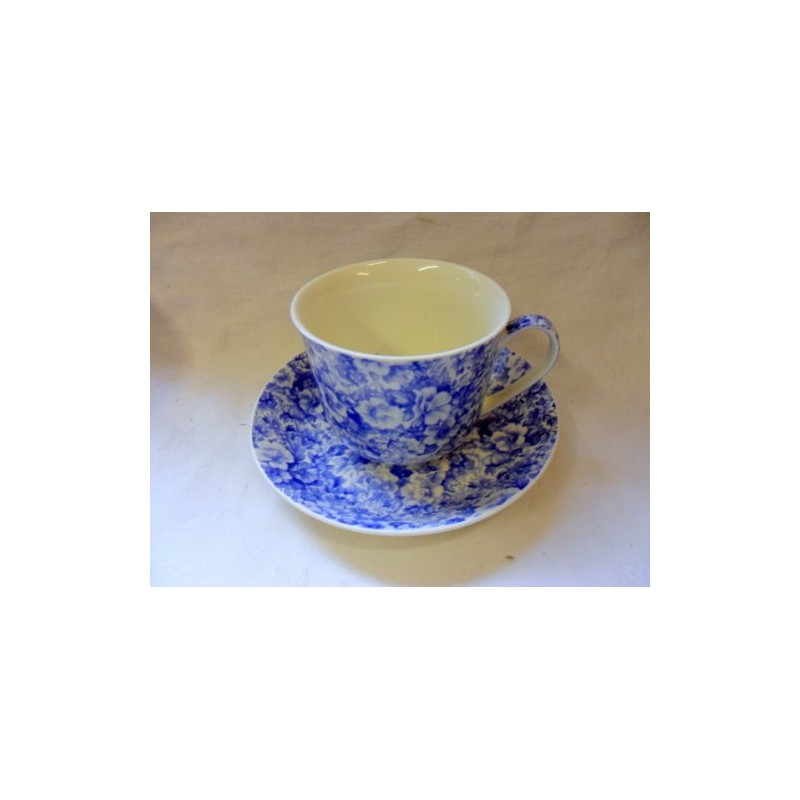 Jumbo Cup and Saucer Made for Heron Cross Pottery. (Blue