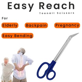 Long Handle Toenail Scissors for Elderly, Pregnant, Backpain & Disables | Heavy Duty Fingernail & Ingrown Toenail Scissors for Manicure & Pedicure | Ideal Toenail Clippers for Men and Women