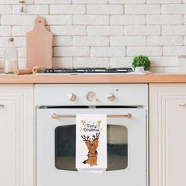 Christmas Dog Kitchen Towels, Merry Christmas Yorkshire Terrier Hand Towels for Bathroom, Christmas Dish Towels for Kitchen, Yorkshire Terrier Gifts, Christmas Kitchen Bathroom Decor, 16x24 Inches