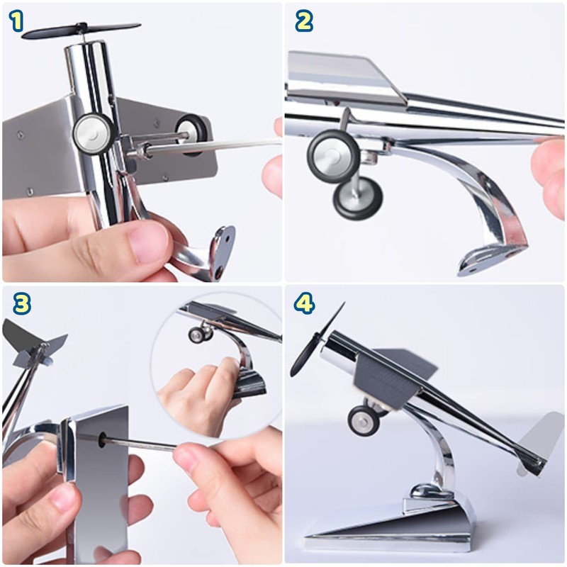 MagicTech Solar Panel Power Windmill Propeller Car Ornaments Kirksite Material