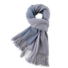 MniJiza Womens Warm Scarf Winter Women Thick Shawl Wraps Cashmere Feel Large Oversized Scarves Tassel Plaid Neck Warmer (Plaid Blue)