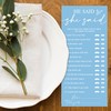 MXLINSW Minimalist Blue Wedding Shower Games Cards, He Said She