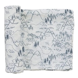 Mebie Baby Summit Muslin Swaddle, Modern and Neutral Swaddle Blanket for Baby Girl or Boy, Soft Baby Blankets, Newborn Swaddle Blanket, 0-3 Month, Comfy Wrap, Baby Essentials & Gifts