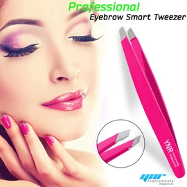 Eyebrow Tweezers, Hair Tweezers, Slanted Tweezers Made with Stainless Steel Slant Tip, Precision Plucking and Tweezing for Brows, Ingrown Hair, Splinters (Pink)