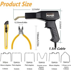 Plastic Welding Machine Car Bumper Repair Kit,Hot Stapler Plastic Repair Welder Soldering Kit,6Types 1050 Staples,Hot Staple Gun Plastic Welder&Flat/Outside Corner/Inside Corner/Wave Staples