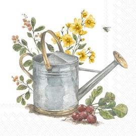 IHR Ideal Home Range Party Napkins Disposable 3-Ply Paper Lunch Napkin Pack, 6.5" x 6.5", Garden Watering Can, 20-Count