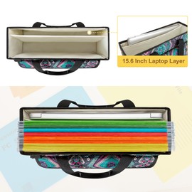 LoDrid Portable File Box with Handle, Foldable Bag for Legal Size File Folder, Separated Storage Laptop Layer (up to 15.6 Inch), Totem, Bag Only(Patent Design)