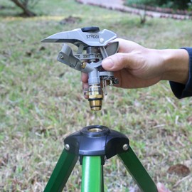 STYDDI Metal Impact Sprinkler Head, Zinc-Alloy Pulsating Water Sprinkler Head with 1/2" NPT Thread, Metal Adjustable Circle Pattern Impulse Sprinkler Head for Lawn, Yard, Garden, 20' - 43' Spray Radiu