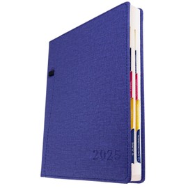 2025 Daily Planner/Appointment Book 2025, Daily Hourly & Monthly Agenda Planner (Jan-Dec 2025) Thick Paper + Pen Holder + Pocket + Monthly Tabs, 8.26" x 5.7" Calendar Planner (25DP-Purple)