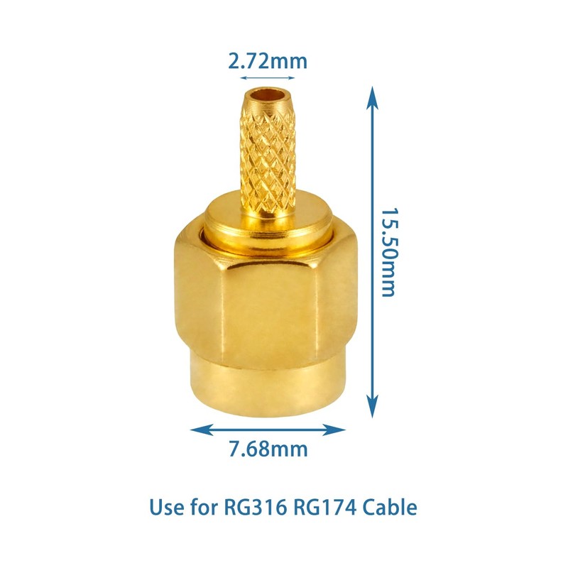 POBADY 10PCS SMA Conectores SMA Macho Crimpado Connector para RG316