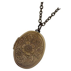 SHOWERORO Retro Geometric Shape Locket Necklace Photo Pendant for Women Stylish Vintage Jewelry Occasion