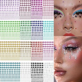 Self Adhesive Rhinestone Stickers Face Gems Stick on for Face Nail Body Makeup Pack of 1 Gray
