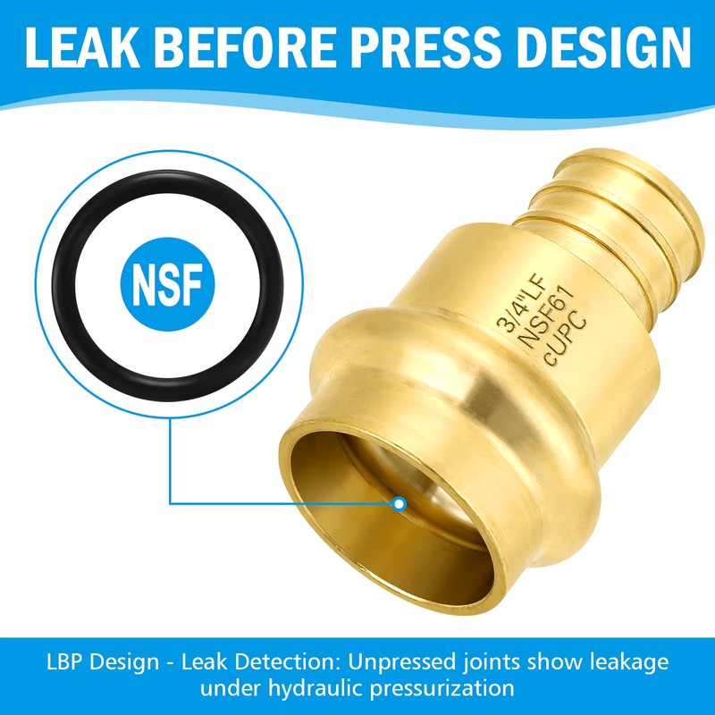 (Znkiok 8Pack) 3/4" Press x 3/4" Pex Fittings Brass Coupling