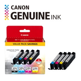 Canon CLI-271 Genuine BK/CMY 4 Color Value Pack, Compatible with MG6820, MG6821, MG6822, MG5720, MG5721, MG5722, MG7720, TS5020, TS6020, TS8020, and TS9020 (Optional) Printers