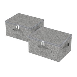 ENUMAIL Underbed Storage Basket with Lid, Foldable Bed Sheet Boxes, Home Cube Bins for Organizing Clothes, Shoes, Blankets, Pillows, 15.7x11.8x7.8Inches, Grey, 2 Pack