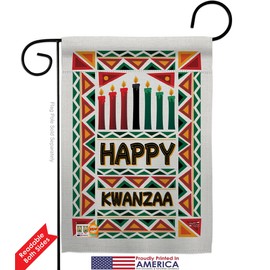 Joyful Kwanzaa Garden Flag Black History Kinara Candles Celebrates African Americans Heritage Small Decorative Gift Yard House Banner Double-Sided Made in USA 13 X 18.5